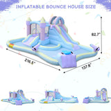 Ktaxon Inflatable Bounce House for Kids, Outdoor Jumping Air Castle Bouncy with Double Water Slide & Air-Blower for Backyard, Park, Lawn, Ages 3-8 Years (18Ft x 11.5Ft x 6.9Ft) Ktaxon