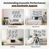 6-Pack Dual-Layer Acoustic Panels, 35.4" x 31.5" x 1.14" Professional Sound Absorption Panels, 2-in-1 Design with Polyester & Foam Layers, Self-adhesive Wall Panels for Studio Home Theater Office QUEENLINK