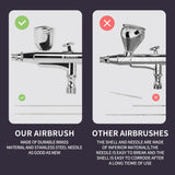 XDOVET Professional Dual Action Airbrush Kit with 7ml Metal Paint Cup and Side Pot - Ideal for Tattoos, Makeup, Nails, Models - 0.2/0.3/0.5mm Needle - Complete Airbrush Kit XDOVET