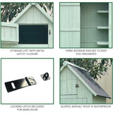 Hanover Outdoor Storage Shed with Shelves and Lock, 8.7 cu. ft. Capacity, Vertical Wood Shed for Tools, Equipment, and Garden Supplies, Modern Fir Wood Shed in Mint with Waterproof Roof and Floor Hanover