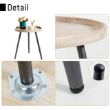 LITA Log Desktop Round Side End Table, Indoor Outdoor Wooden Tray Nightstand Table with Metal Stand for Living Room Bedroom Office Small Spaces (M) LITA