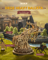 ROKR DIY Wooden Catapult Kit-3D Wooden Puzzle for Adults-Wood Ballista Model Building Kit-STEM Gift for Boys and Girls ROKR