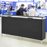 VEVOR Extra Long Folding Portable Bar Tradeshow Podium Table for Indoor, Outdoor, Party, Picnic, Exhibition, Includes Carrying Case, Storage Shelf and Black Skirt, 77.95" x 15.16" x 34.65" VEVOR