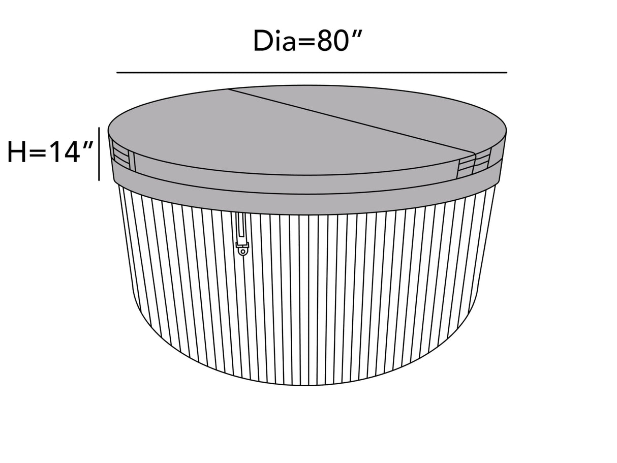 Covermates Round Hot Tub Cover - Heavy-Duty Polyester, Weather Resistant, Drawcord Hem, Outdoor Living Covers, 80DIAMETER x 14H, Ripstop Grey Covermates