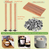 BVMGTT Wood Wicks for Candle Making, 100 Sets Natural Wooden Wicks with 100 Metal Sustainers, 5.1 "x 0.5" x0.02 Thin Crackling Wicks for Soy Wax & Coconut Wax, Perfect for DIY, Home Decor, Gifts BVMGTT