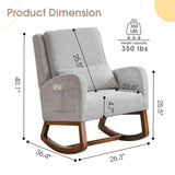 COCO DESIGN Rocking Chair Nursery Indoor with Thick Cushion, Modern Design for Living Room, Bedroom, Durable Wooden Frame with Soft Fabric, Comfortable for Reading, Gray COCO DESIGN