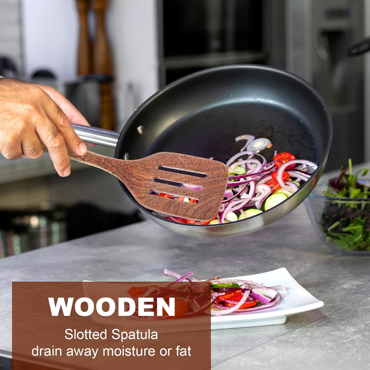 Yuanchu 2Pcs Wooden Spatula For Cooking, 12 Inch Wood Spatula Cooking Spatula Kitchen Utensils Set For Nonstick Cookware Kitchen Spatula For Fish Eggs Pancakes Yuanchu