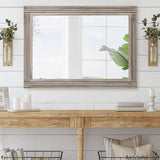 YOSHOOT Hand-Made Wooden Spliced Wall Mirror for Bathroom, Rustic Farmhouse Vanity Mirror, Décor Wall Art, Solid Wood Frame, Vertical or Horizontal Hanging YOSHOOT