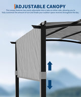 GarveeLife 12' x 9' Outdoor Arched Pergola, Metal Gazebo with Retractable Sun Shade for Backyards, Lawn, Patios (Grey) GarveeLife