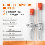 VONEEDL Large Eye Blunt Tapestry Needles (Pack of 60) - 6 Sizes with 6 Storage Tubes - Perfect for Darning, Embroidery, Cross-Stitching, Needlepoint, Crafting, Knitting, Weaving, and DIY VONEEDL