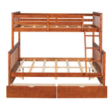 MERITLINE Walnut Twin Over Full Bunk Bed with Storage Drawers - Safe, Stylish, and Space-Saving for Kids and Teens MERITLINE
