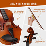 PHOENIX Violin 4/4 Full Size Kit, Violin Fiddle Set for Beginner Adults Student with Rosewood Bow, Extra Strings & Bridge, 2 Rosins, Tuner, Case, Mute, Fingerboard Stickers, Shoulder Rest (Full) PHOENIX