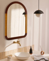 Arched Mirror 24 x 36 Inch,Brown Wood Rustic Bathroom Tempered Wall Mirror with Wood Frame,Round Corner Arch Farmhouse Wooden Vanity Mirror for Living Room,Entryway or Bedroom（Walnut Brown） CULER