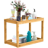 Bamboo 2-Tier Countertop Organizer, Multi-Function Wooden Storage Tray for Bathroom, Kitchen, Bedroom, Dresser; Wood Under-Sink Container, Home Storage Holder Lotion Makeup Cosmetics Perfume Vanity Domasho