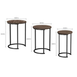 Nesting Tables - Set of 3 Round Side Tables for Living Room, Bedroom, or Home Office - Woodgrain-Look End Table Set - Modern Living Room Furniture by Lavish Home (Gray/Brown) Lavish Home