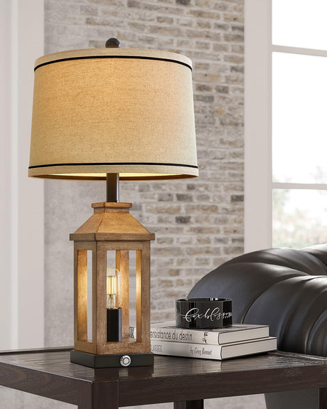G-SAFAVA 23.75" Farmhouse Dual USB Charging Ports 3-Way Dimmable Touch Control Table Lamp with Nightlight Vintage Modern Lamps for Living Room Bedroom G-SAFAVA