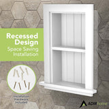 AdirHome Recessed Wall Mount Storage Cabinet – Sturdy Fully Assembled Wooden Utility Storage Shelf – Ideal for Home Kitchen, Bathroom, Laundry, Medicine Cabinet (White) AdirHome