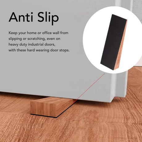 4Pcs Door Stops, Wooden Door Stoppers Non Slip Door Wedges with Rubber Tip for Bottom of Door Bedroom Living Room Bathroom GLOGLOW
