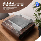 Retrospiler Record Player, 3 Speed Bluetooth Turntable with Built-in Speakers, FM Radio, Vinyl-MP3 Encoding, USB & SD Playback, LED Screen, Wooden Retro LP Player Retrospiler