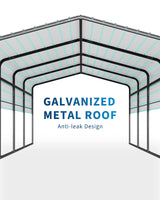 KOKEBREN Metal Carport, Outdoor Car Port Canopy with Reinforced Base and Galvanized Steel Roof, Heavy Duty Garage Car Shelter Shade for SUV, Truck, Boats, 13x20 FT KOKEBREN