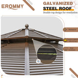 EROMMY 12'x12' Hardtop Gazebo Galvanized Steel Outdoor Gazebo Canopy Double Vented Roof Pergolas Aluminum Frame with Netting and Curtains for Garden,Patio,Lawns,Parties EROMMY