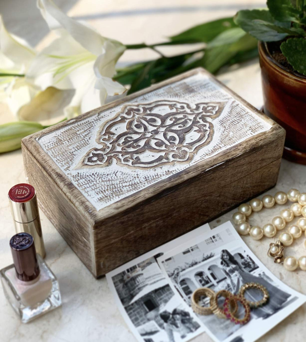 Great Birthday Gift Ideas Handmade Decorative Wooden Jewelry Box Jewelry Organizer Keepsake Box Treasure Chest Trinket Holder Watch Box Storage Box The Great Indian Bazaar