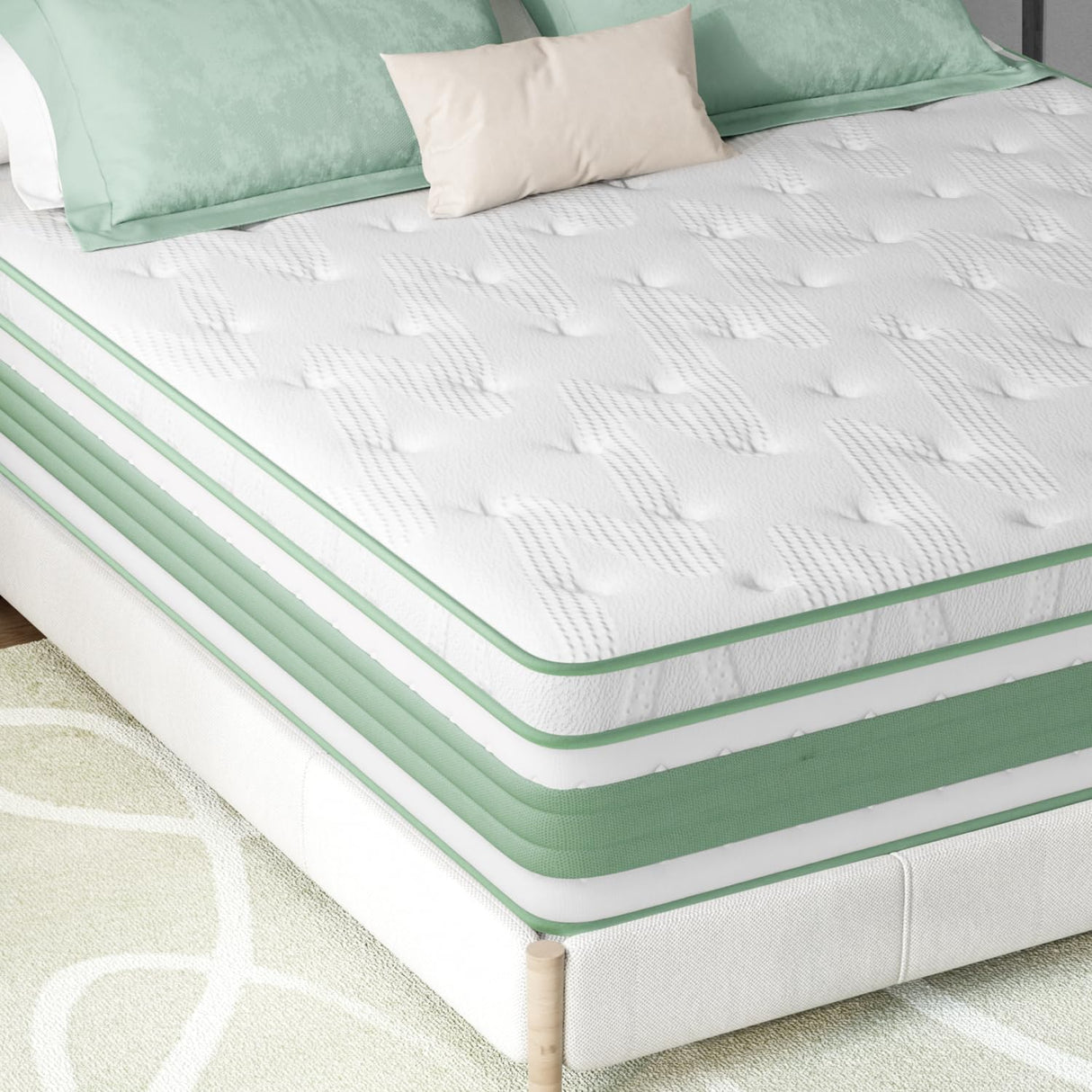 Novilla King Mattress, 12 Inch Hybrid Mattress, High Density Gel Foam with Pocket Coils for a Cozy Sleep, Motion Isolation Medium Firm King Size Mattress, Pillow Top Mattress, Balance Support Novilla
