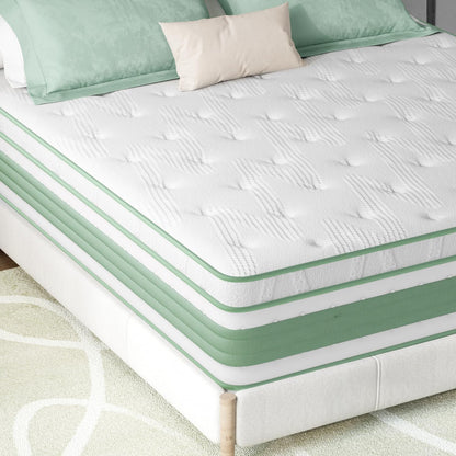 Novilla King Mattress, 12 Inch Hybrid Mattress, High Density Gel Foam with Pocket Coils for a Cozy Sleep, Motion Isolation Medium Firm King Size Mattress, Pillow Top Mattress, Balance Support