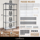 CAPHAUS NSF Commercial Grade Heavy Duty Wire Shelving w/Wheels, Leveling Feet & Liners, Storage Metal Shelf, Garage Shelving, Utility Wire Rack Storage Shelves, w/Liner, 36 x 18 x 76 5-Tier CAPHAUS