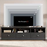 IDEALHOUSE 70in TV Stand for TVs up to 80", Mid Century Modern Entertainment Center with Storage Drawer and Open Shelves, TV Console Media Cabinet for Living Room, Bedroom, Black IDEALHOUSE