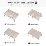 PURPLE LEAF Louvered Pergola 12' × 24' Outdoor Hardtop Gazebo Adjustable Aluminum Sun Shade for Deck Garden Backyard Patio Retractable Roof Canopy PURPLE LEAF