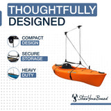 StoreYourBoard Kayak and Canoe Ceiling Hoist – Overhead Garage Storage Rack for Kayaks, Canoes, and Paddle Gear – Heavy Duty Pulley System Indoor Ceiling Mount – Holds 150 lbs, 10 to 14 ft High Spaces StoreYourBoard