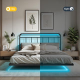 Domus Homeware Floating Queen Size Platform Bed Frame with LED Lights & Charging Station - Includes Powered Screwdriver for Assembly, Mattress Fasteners & Corner Pads, Hardened Steel Domus Homeware