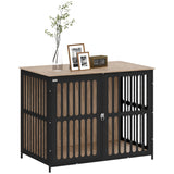 PawHut Dog Crate Furniture, 39" Dog Cage Furniture End Side Table with Anti-Chew Resistant Mesh, Anti-Escape Single Door, Heavy Duty Dog Kennel Indoor for Large Dogs, Walnut Brown PawHut