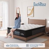 Duchessz Full Mattress, 12 Inch Hybrid Mattress Eurotop with Gel Memory Foam,Motion Isolation Individually Wrapped Pocket Coils Mattress,Breathable Comfort Soft Mattress Pressure Relief Duchessz