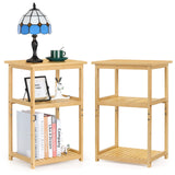 smusei Side Table Set of 2 End Tables Living Room for Small Spaces Farmhouse Bedside Table for Bedroom Guest Room Office, Bamboo smusei
