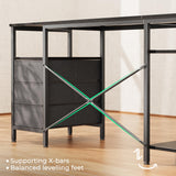 Huuger L Shaped Desk with Power Outlets, Computer Desk with 3 Drawers, 47 Inch Office Desk with Shelves, Gaming Desk, Corner Desk Work Desk for Home Office, Study, Black Huuger