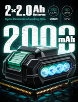 KIMO Hammer Drill - 20V 2X Battery Hammer Drill Cordless Drill Set, 3/8" Keyless Chuck, 350 In-lb Torque, 1350 RPM, 21+3 Position,14pcs Drill/Driver Bits, Power Drill Drivers for Brick Wall Concrete K I M O.