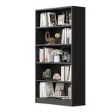 Sunon Wood Bookcase 5-Shelf Freestanding Display Wooden Bookshelf for Home Office School (11.6'' D*33'' W*59.8'' H,Black) Sunon