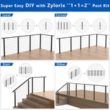Zylorix 36" One-Stop Black Cable Railing Posts Kit(Super Easy DIY), Include 4Pack Stair Posts for 25-35°Stairway, 177ft Wire Rope, Complete Cable Railing System DIY Kit with Cutter(No Handrail) Zylorix