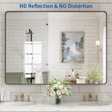 WEER Black Bathroom Mirror for Wall, 50X36 Inch Matte Black Mirror, Rectangular Black Metal Framed Vanity Mirror with Tempered Glass, Rounded Corner, Anti-Rust (Horizontal/Vertical) WEER