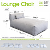 OPEAK Patio Furniture Set Bean Bag Lounge Chair Sectional Conversation Patio Set Daybed Furniture Outdoor Sofa Couch High Density Foam Filling Modern Comfy Couch (Light Gray), Lounge 01 OPEAK