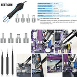 MYPOUOS 2 IN 1 750W LED Digital Soldering Station Hot Air Gun Rework Station Electric Soldering Iron For Phone PCB IC SMD BGA Welding SET 110V (8588D SET1) MYPOUOS