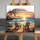 JUJUHOOD Sunset Beach Scene Framed Paint by Numbers Kit for Adults Beginner & Kids Ages 8-12, Seaside Paint by Number Without Easel, Simple Paint by Numbers for Gift Home Wall Decor (10x10Inch) JUJUHOOD