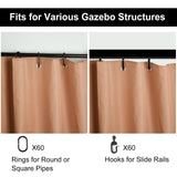 PLULON 10' x 12' Gazebo Curtains Outdoor Waterproof 4-Panels Universal Replacement Privacy Curtain Sidewalls with Zipper for Patio Yard Garden (Curtain Only) PLULON