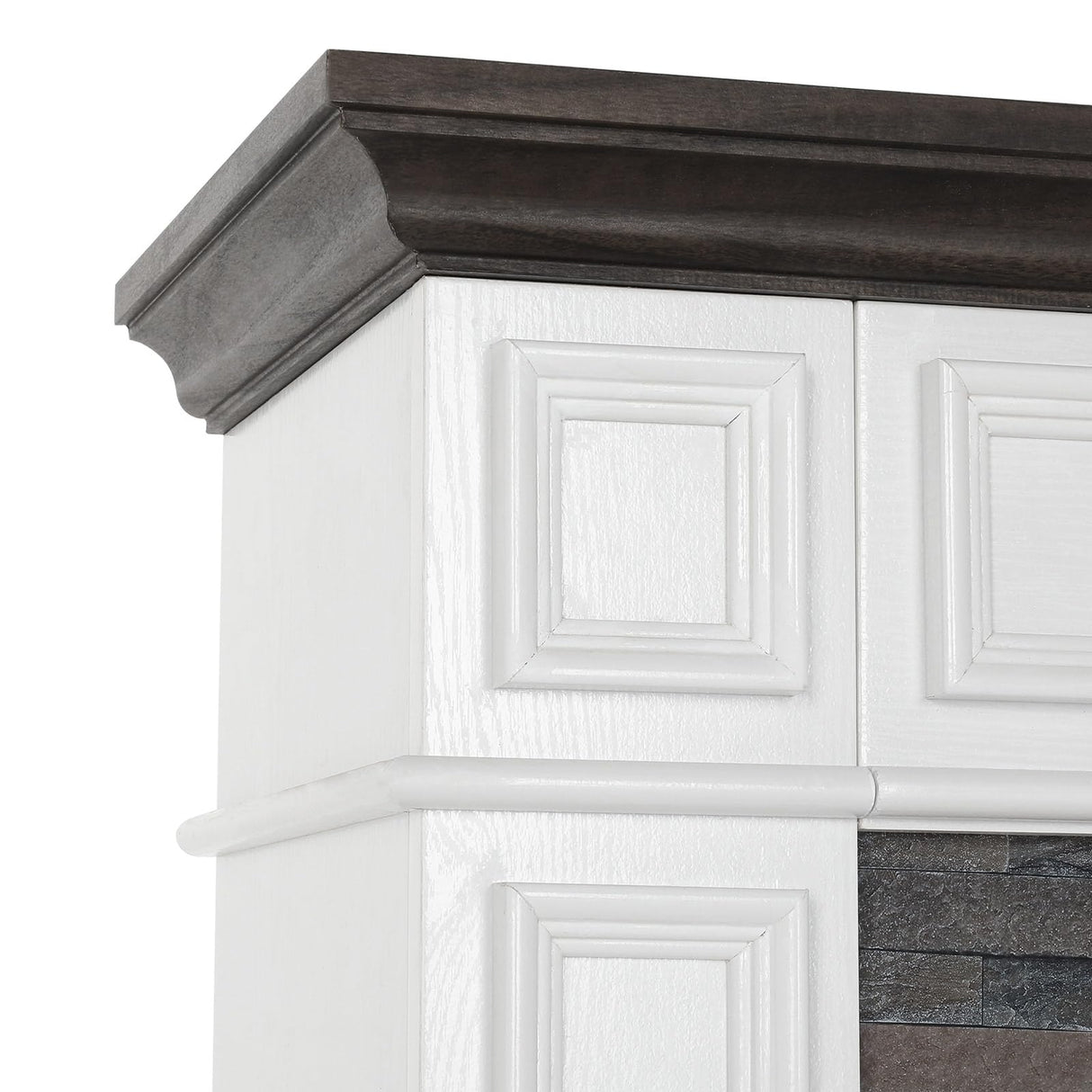 LGHM 44" Electric Fireplace with Mantel, Portable Freestanding Wood Stove Heater, Realistic 3D Dancing Flame Effect and Stacked Stone Surround, Remote Control Timer for Living Room, Bedroom LGHM