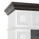 LGHM 44" Electric Fireplace with Mantel, Portable Freestanding Wood Stove Heater, Realistic 3D Dancing Flame Effect and Stacked Stone Surround, Remote Control Timer for Living Room, Bedroom LGHM