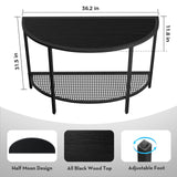 SAYGOER Black Half Moon Console Table 2 Tier Narrow Entryway Table with Storage Modern Couch Table Small Entry Way Tables, Easy Assembly, All Black SAYGOER
