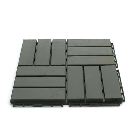 Deck Tiles - Patio Pavers - Acacia Wood Outdoor Flooring - Interlocking Patio Tiles - 12"x12" (20 Pack) - Modern Grey Finish - Checker Pattern Decking 3rd Street Inn