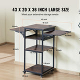 VEVOR Movable Heat Press Table with Charging Station, 4 Tier Foldable Heat Press Stand with Pull-Out Tray for Heat Transfer Sublimation Printer Sublimation Transfer Machine Organization VEVOR